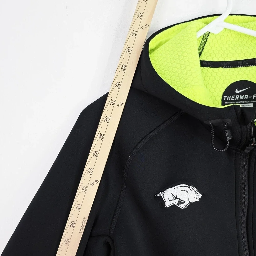 Nike Therma Sphere Training Jacket Mens L Black Volt Hooded Tech Razorbacks NCAA